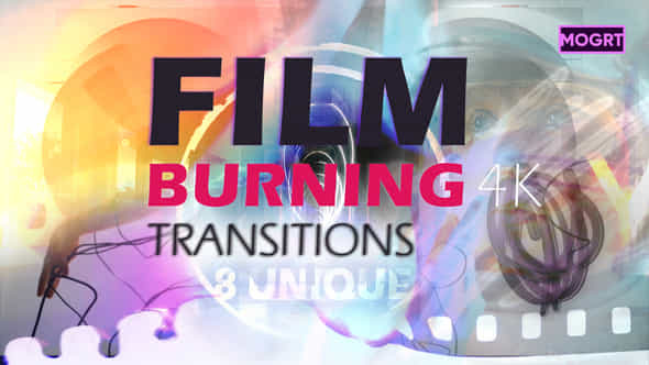 Film Burning Transitions 4K Mogrt - VideoHive 50718617