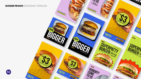Burger Promo Instagram Template - VideoHive 47601996
