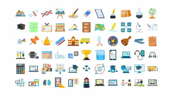 100 EducationE-Learning Icons - VideoHive 33159957