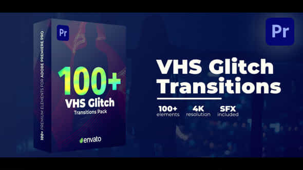 VHS Glitch Transitions - VideoHive 44044176
