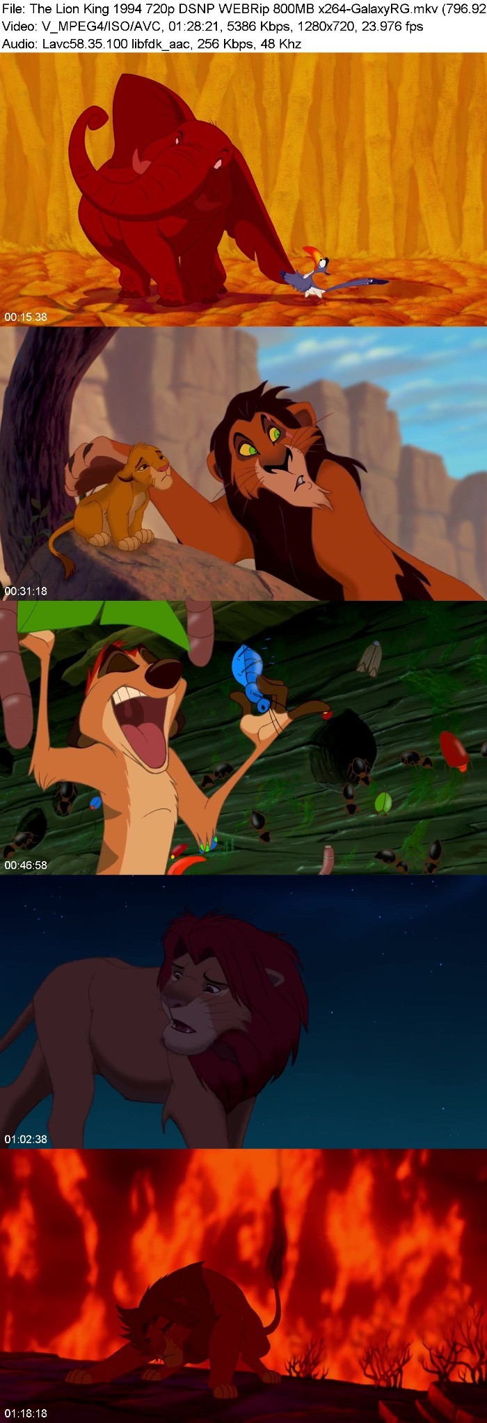 The Lion King 1994 720p DSNP WEBRip 800MB x264-GalaxyRG JBopLobk_o