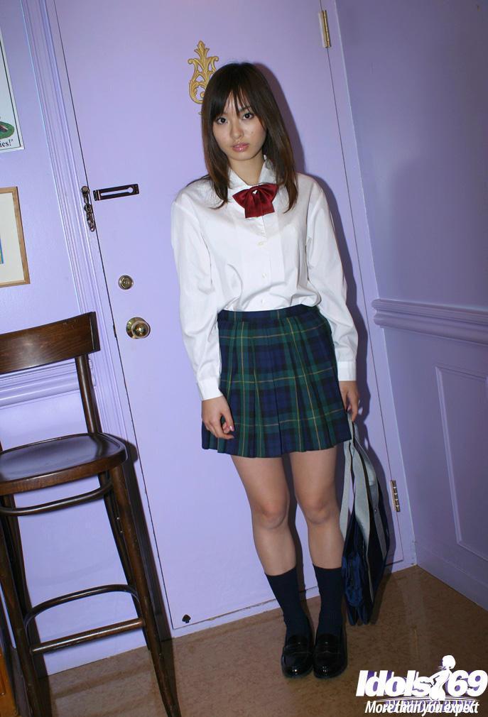 Naughty asian schoolgirl Hikaru Koto slipping off her uniform(1)