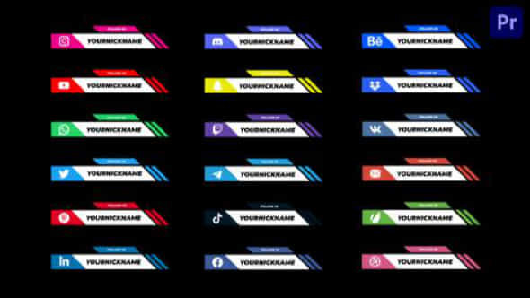 Social Media Lower Thirds Premiere Pro - VideoHive 37740062