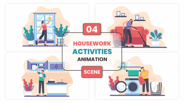 Housework Activities Animation Scene - VideoHive 53011580