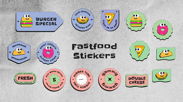 Fastfood Stickers - VideoHive 45928036