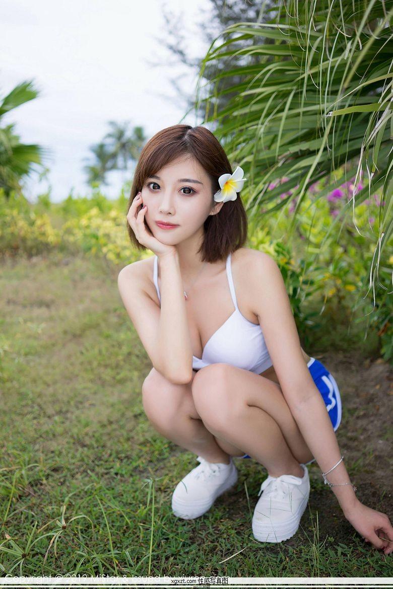 [MiStar魅妍社]MS20190129VOL0263 杨晨晨sugar 白色性感内衣加蓝色运动短裤与连体比基尼泳装私房写真集(12)