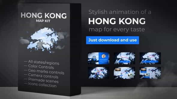 Hong Kong Animated Map - - VideoHive 24304594