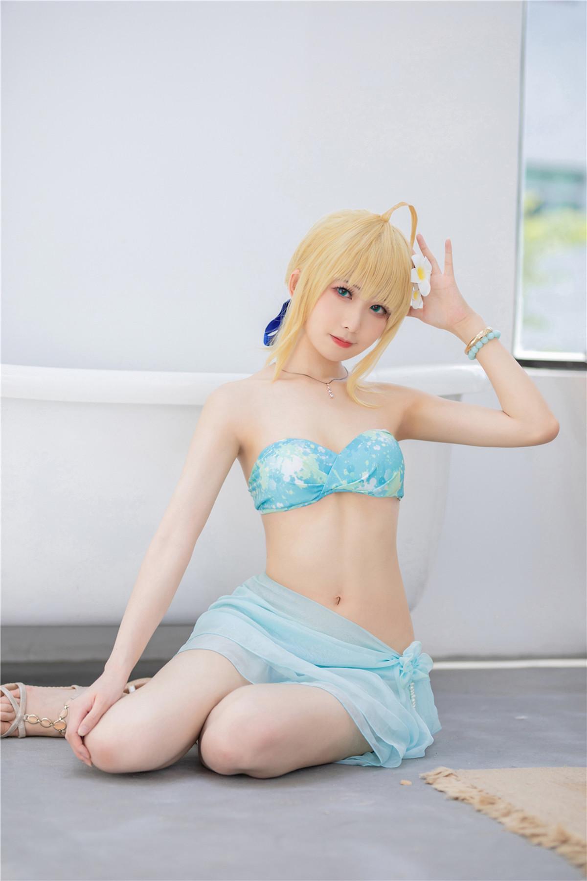 Cosplay 封疆疆v 阿尔托莉雅 潘德拉贡 泳装(7)