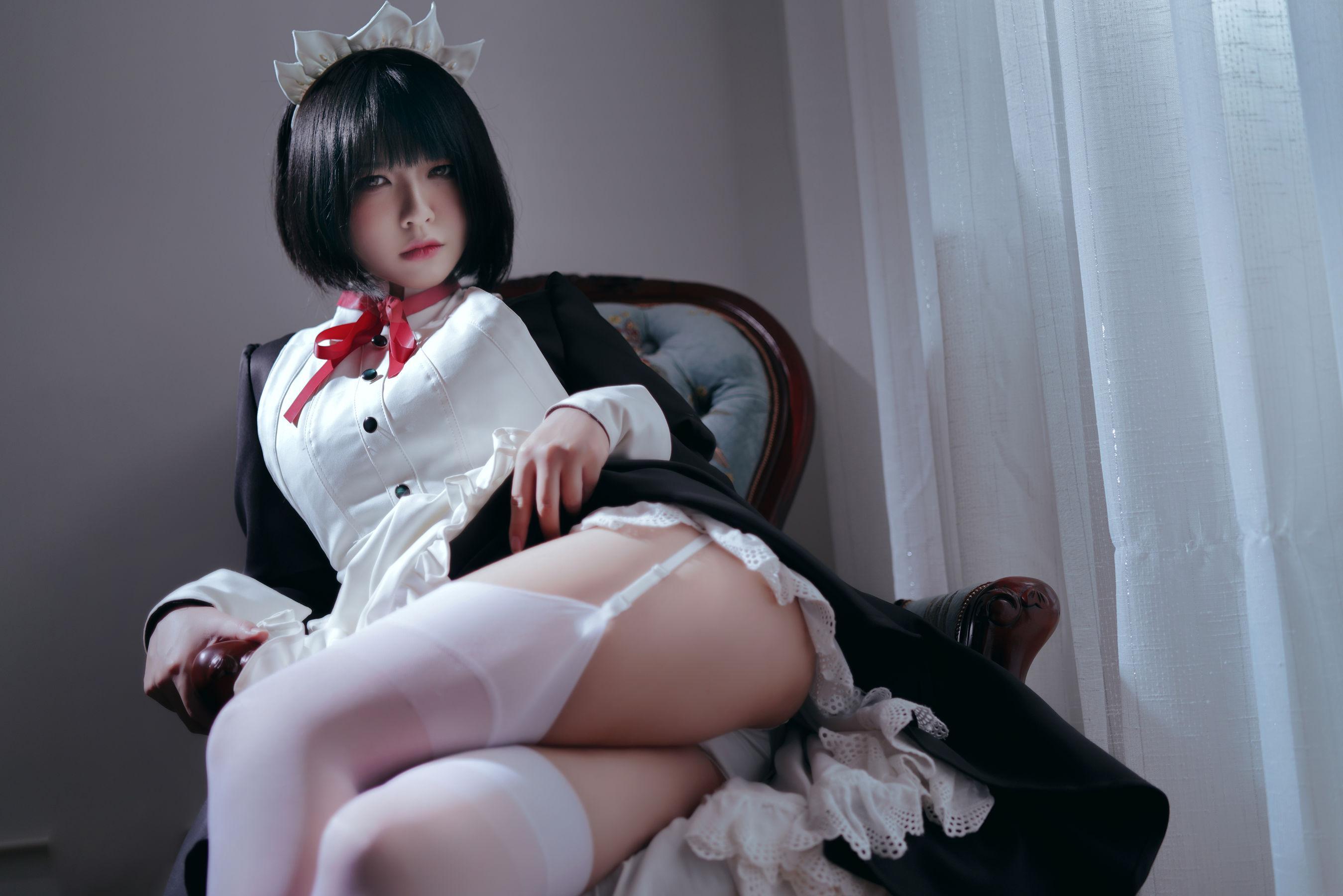 [美女Coser] 半半子 《 嫌パン メイド》 写真集(45)