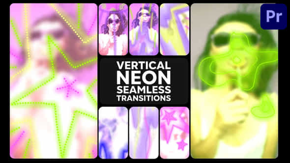 Seamless Vertical Neon Transitions Premiere Pro Mogrt - VideoHive 52490451