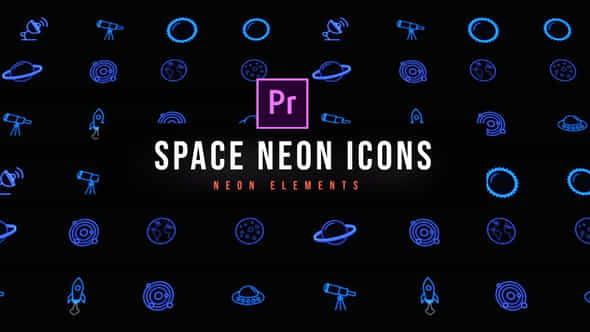 Space Neon Icons - VideoHive 47199713