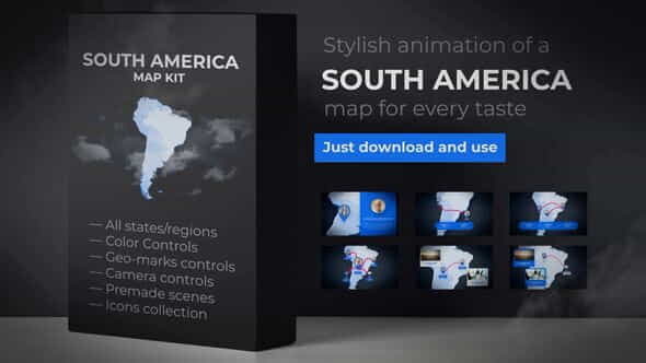 Map of South America with - VideoHive 24422517