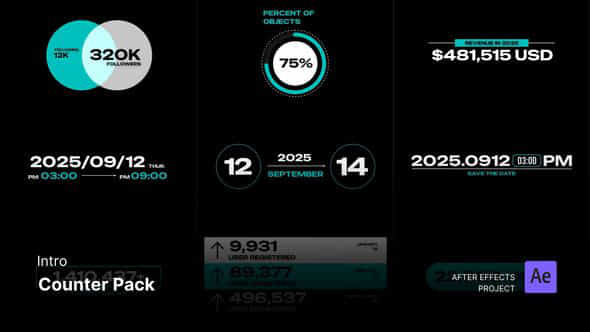 Intro Counter Pack After Effects Template - VideoHive 58221425