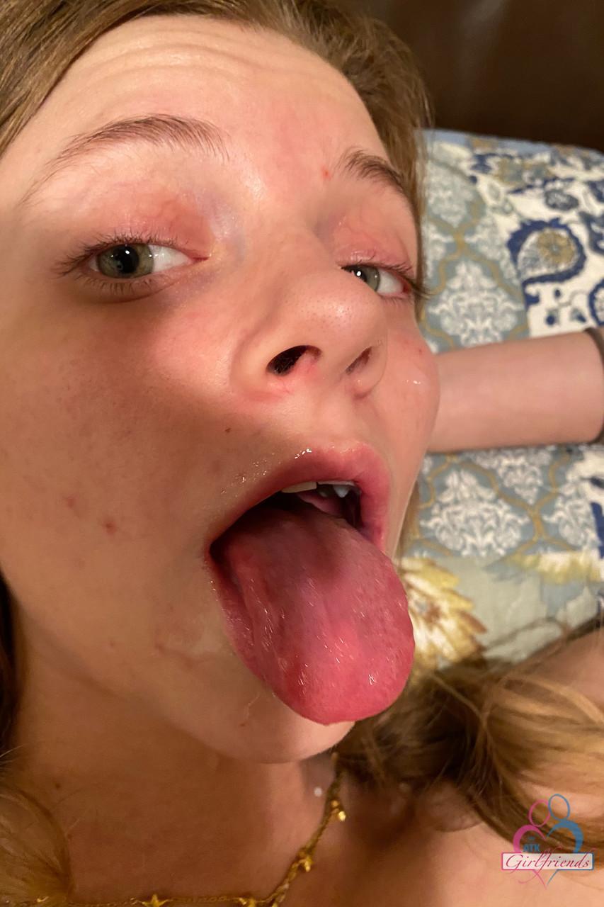 Amateur girlfriend Riley Star exposes her swollen twat lips and shaved asshole(21)