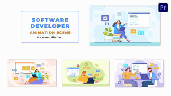 Software Development 2D Vector Animation Scene - VideoHive 48801454