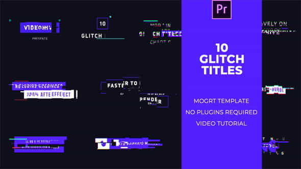10 Glitch Titles Mogrt - VideoHive 22735135
