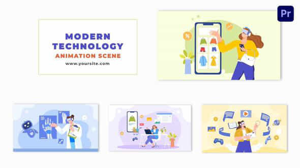 Modern Technology Flat Vector Animation Scene - VideoHive 48802625