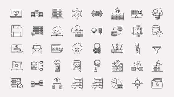 Database And Security Line Icons - VideoHive 57505189