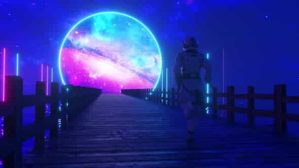 Astranaut Runs Along the Endless - VideoHive 33547484