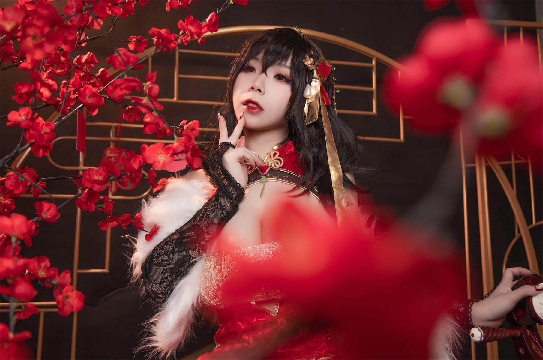 Cosplay 自闭颜球球 无颜小天使wy 碧蓝航线 大凤红旗袍(7)