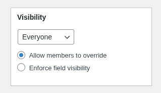 Screenshot of a xprofile field visibility metabox
