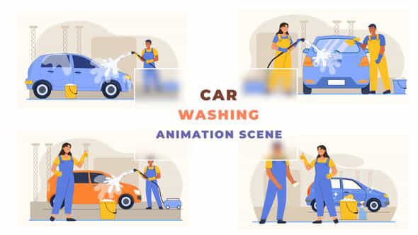 Car Washing Animation - VideoHive 43043633