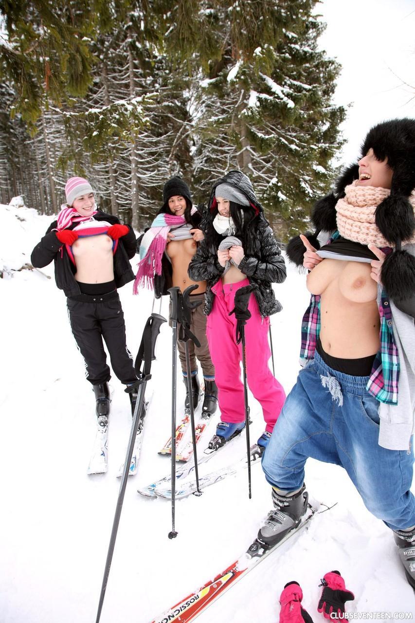 Kinky European teens undress and have hot groupsex after skiing all day(7)