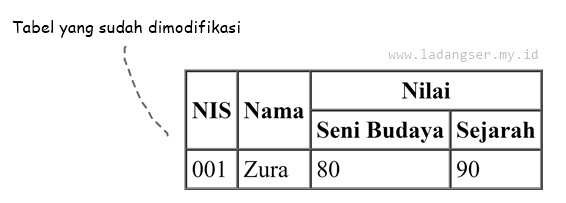 Contoh Tabel yang dimodifikasi pada HTML