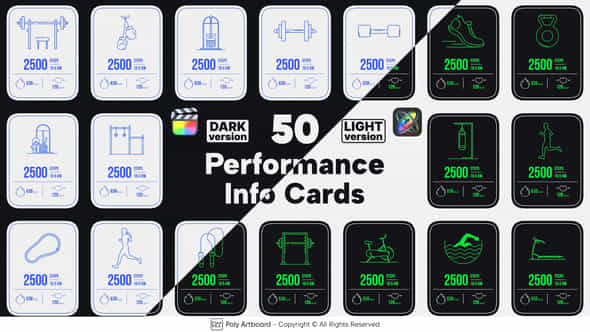 Fitness Performance Info Cards For Final Cut Pro X - VideoHive 50493090