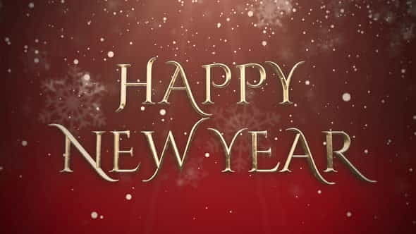 Animated closeup Happy New Year text, gold particles on red background | Events - VideoHive 29319164