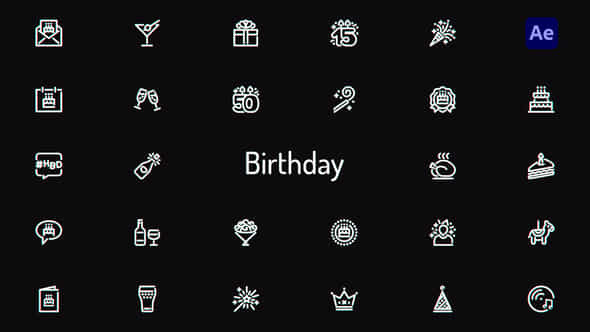 Birthday Icons - VideoHive 37792743