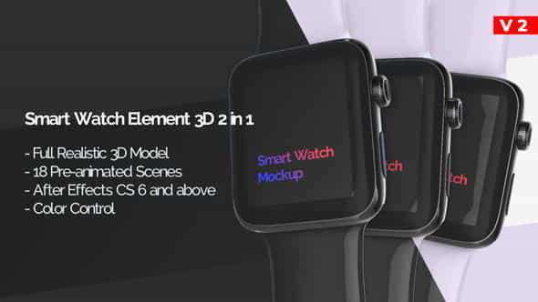 Smart Watch 3D Model Mockup - VideoHive 23385934