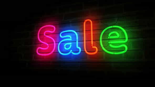 Sale neon on brick wall - VideoHive 33188297