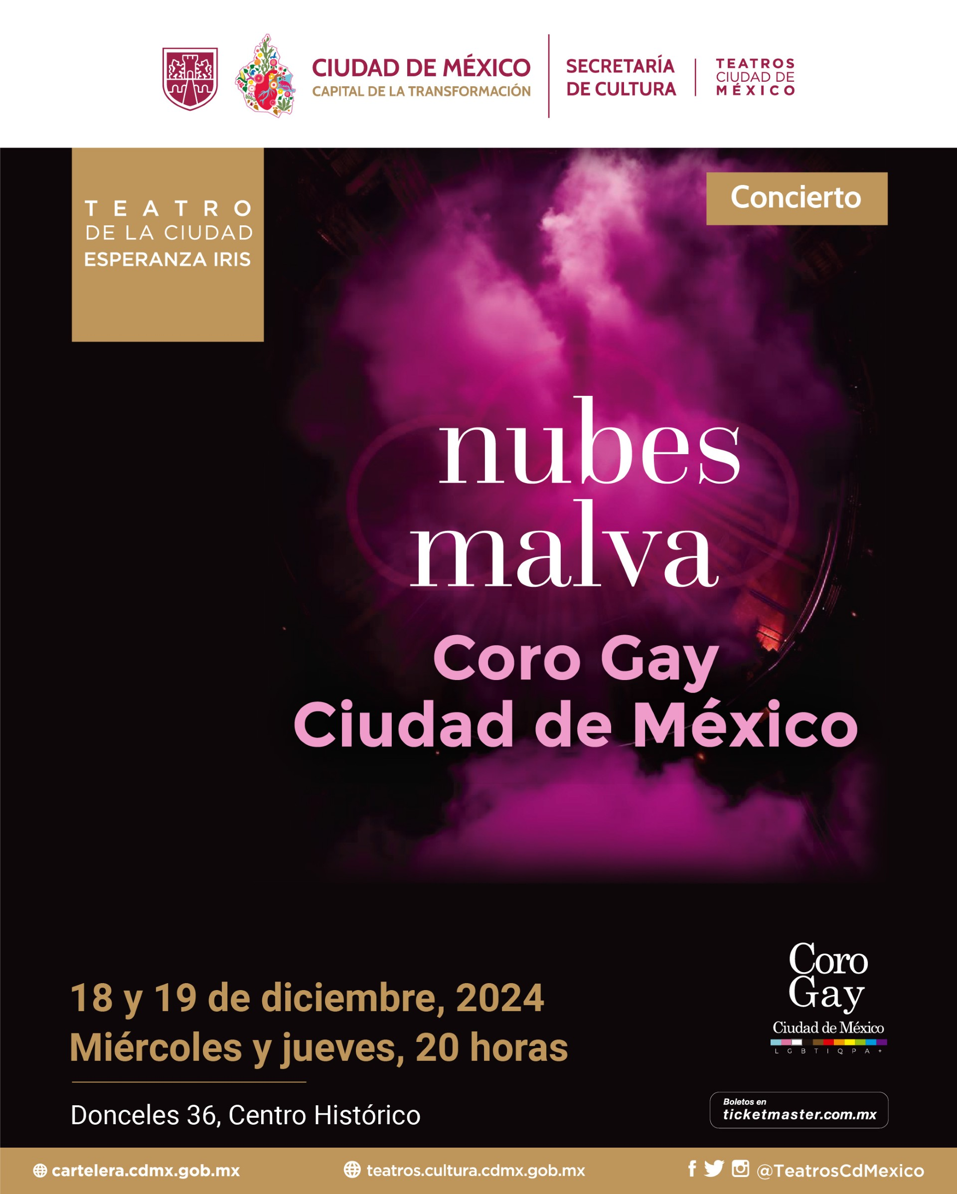  EL CORO GAY CIUDAD DE MÉXICO PRESENTA NUBES MALVA EN EL TEATRO DE LA CIUDAD ESPERANZA IRIS