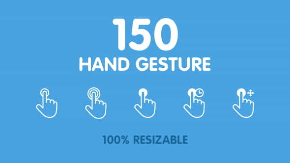 150 Animated Hand Gestures - VideoHive 9718552