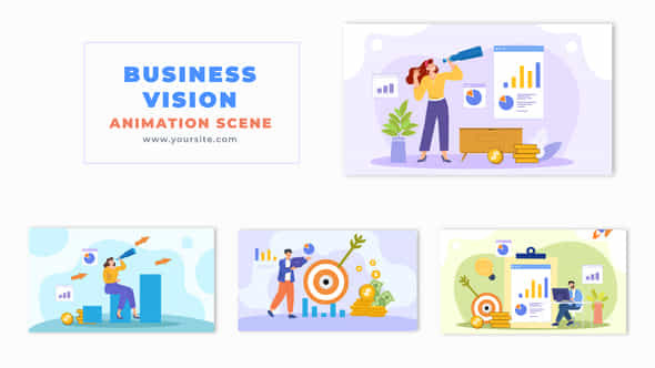 Flat Design Character Business Vision Animation Scene - VideoHive 49459450