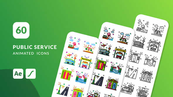 Public Service Animated Icons After Effects - VideoHive 55349811