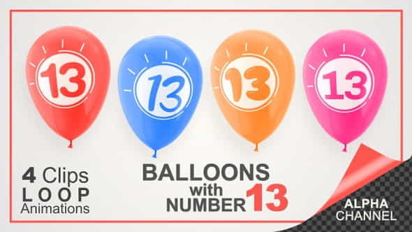 Balloons With Number 13Happy Thirteen - VideoHive 33714525