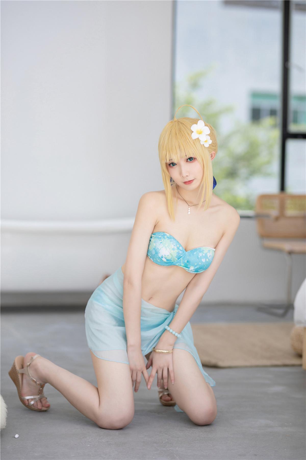 Cosplay 封疆疆v 阿尔托莉雅 潘德拉贡 泳装(13)