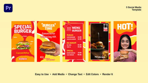 Burger Instagram Stories - VideoHive 52603603