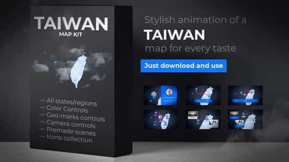 Taiwan Animated Map - Republic - VideoHive 24306340