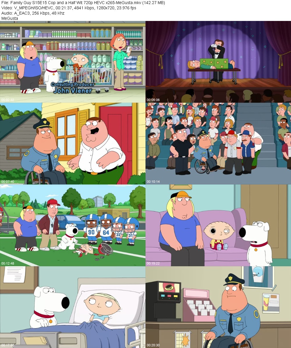 Family Guy S15E15 Cop and a Half Wit 720p HEVC x265-MeGusta