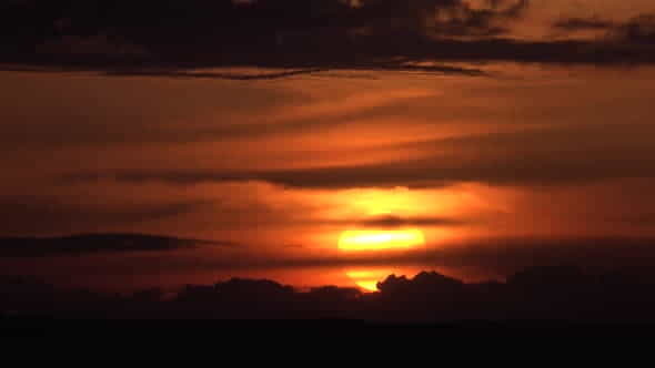 Sunset Over Horizontal Dark Cloud - VideoHive 26831980
