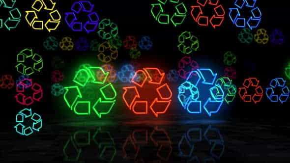 Recycling symbol glowing neon 3d - VideoHive 33379496