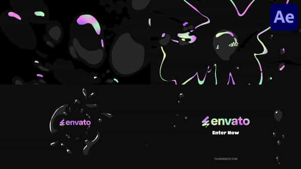 Black Liquid Oil Bubbles Logo Opener For After Effects - VideoHive 56598403