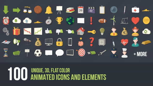 100 Animated 3D Icons for - VideoHive 7674910
