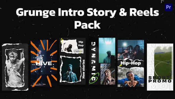 Grunge Intro Story Reels Pack Premiere Pro - VideoHive 49305955