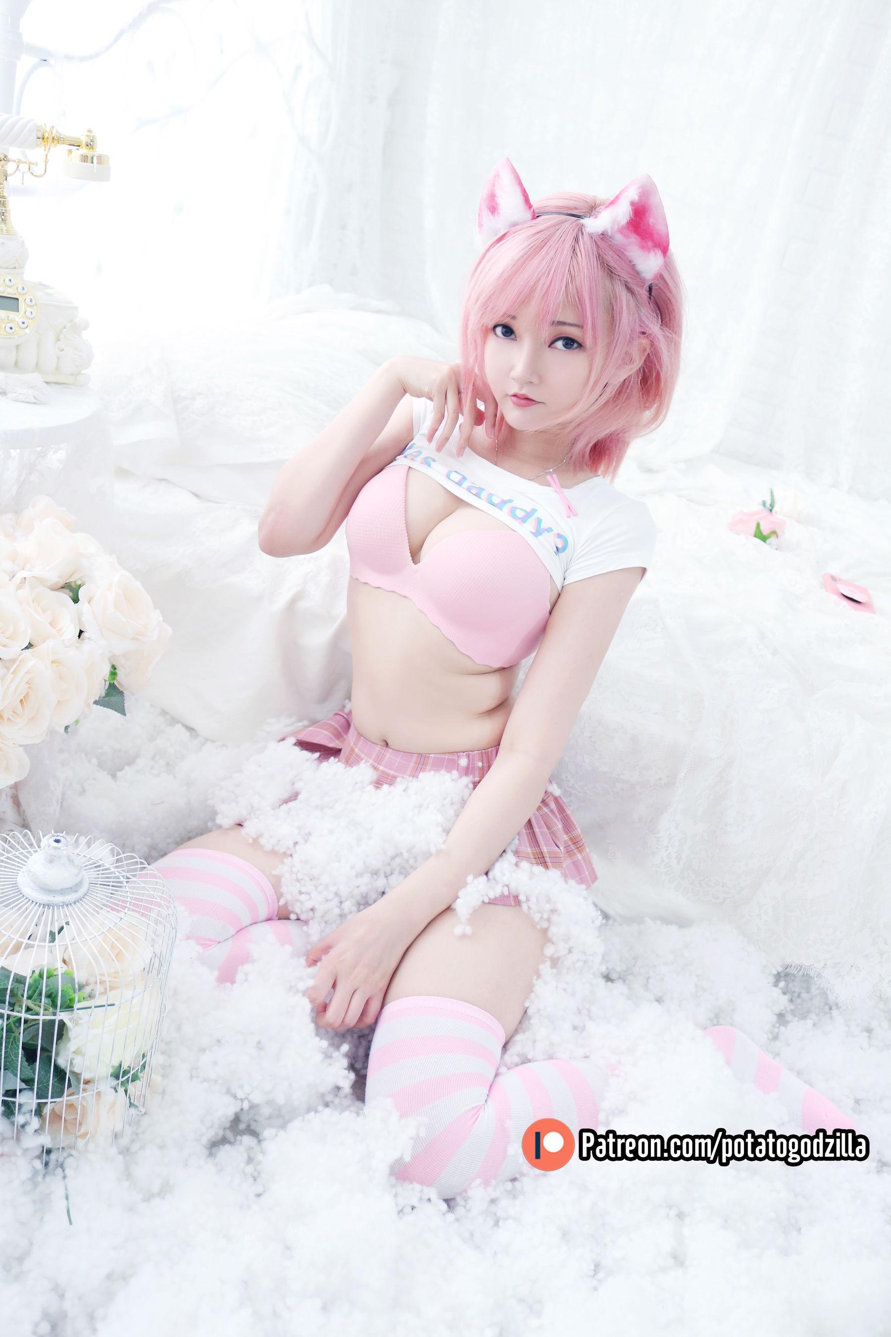 Coser小姐姐Potato Godzilla – Pink Casual 套图(9)