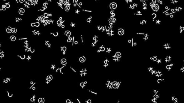 Flowing symbols on black background - VideoHive 33694159