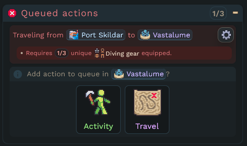 The queue UI also lets you know if you&#39;ve queued up something that won&#39;t work